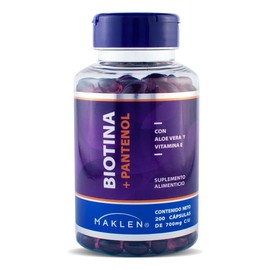 Biotina  Pantenol, Vitamina E  200 Softgels  Maklen Sabor Sin sabor