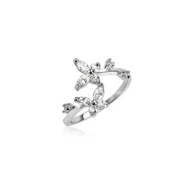 925 Sterling Silver Toe Ring Butterfly CZ. Size Adjustable