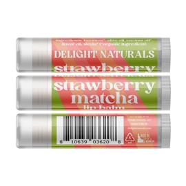 Delight Naturals Strawberry Matcha Lip Balm - Set of Three