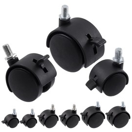 Mardatt 4Pcs 2 Inch Nylon Swivel Caster Wheel with Brake, M8 x 13mm Threaded Stem Casters Heavy Duty Chair Caster Wheels Replacement for Protecting Furniture Wheel Shelf Floor