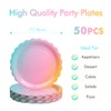 PARTY GO 50Pcs Rainbow Paper Plates 7" 18cm, Party Plates