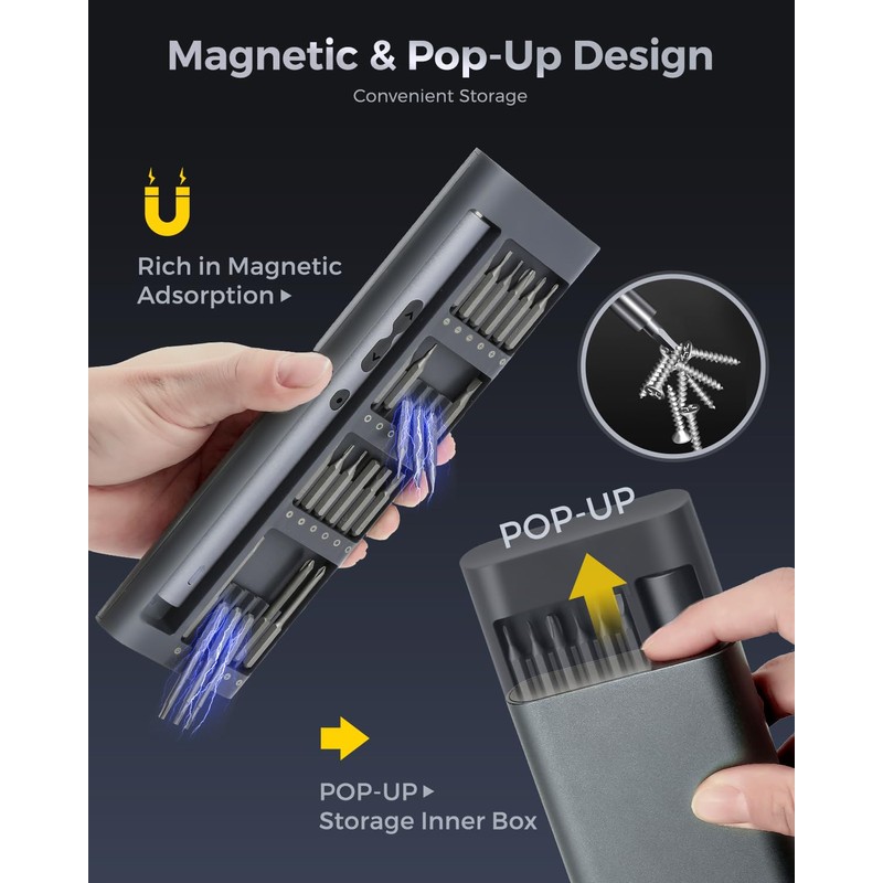 LIFEGOO Mini Electric Screwdriver, 62 in 1 Cordless Precision Power