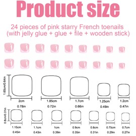 ASOMI 24 Stück sommerliche rosa Zehennägel zum Aufdrücken für Frauen, Zehennagelspitze zum Aufdrücken mit Gelee-Kleber-Werkzeug und Kleber, glänzendem French-Design