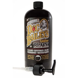 Doc Baileys Leather Black Care -Premium Quality All In One Leather Cleaner, Conditioner, Waterproofer & Protectant - For your Car, Bike, Horse Tack, Home Decor and Other Leather Needs 32oz Bottle