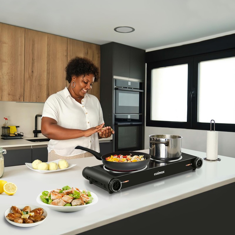 CUSIMAX Hot Plate,Portable Electric Stove Top Burner,1800W Double Infrared Cooktop