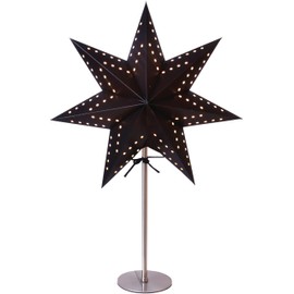 Star Trading Bobo Poinsettia Table Lamp, 3D Paper Star Christmas in Black with Metal Base, Decorative Star Table Lamp with Cable Switch, E14, Height: 51 cm