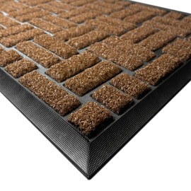 MATALL Outside Door Mat - 36x17 Inches Brown Welcome Matt, Indoor and Outdoor Dirt Trapper Door mat for Office Doorway, Patio, Porch, or Deck