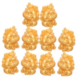CHILDWEET Golden Resin Dragon Ornament Set Miniature Wall Decor Quirky Outdoor Decor Landscape Decoration