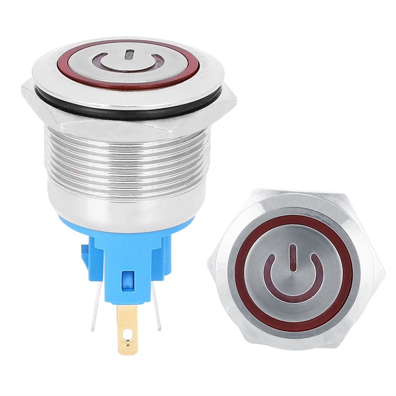 2Pcs DC3-6V 22mm 6-Pin Push Button Switch Stainless Steel Reset