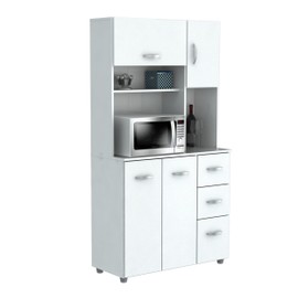 Inval America 4 Door Microwave Storage Cabinet, Laricina White