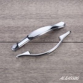 Alzassbg 10 Pack Polished Chrome Cabinet Pulls, 3-3/4 Inch(96mm) Hole Centers Cabinet Handles Arch Kitchen Hardware for Cabinets and Drawer AL3028CP