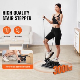 Happybuy Stair Stepper,330LBS Load Capacity,Mini Stepper for Exercise at Home, Hydraulic Fitness Twist Stepper with Resistance Bands,Full Body Workout Cardio Equipment,Stair Climber with LCD Monitor
