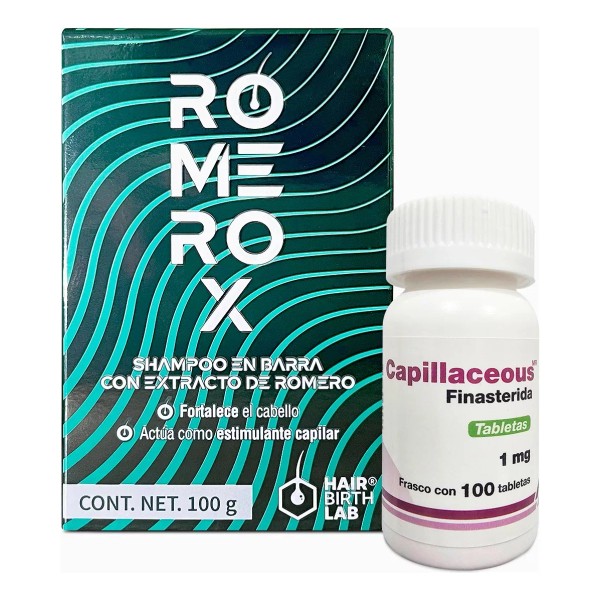 Capillaceus Finasterida 1mg 100tabs + Shampoo Anticaída Romerox