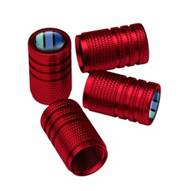 4x Trendy Car Tyre Valve Caps For Accessories Made Of Aluminum Alloy For For Tyre Valve Caps SUVs, red