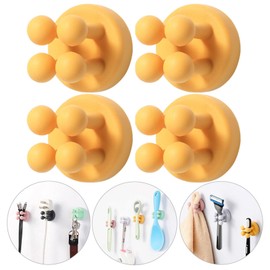 Razor Holder Shaver Hook Hanger Stand - 4Pcs Silicone Toothbrush Holders for Shower Wall Mounted Self Adhesive Cute Utility Dorm Room Bathroom Kitchen Organizer Storage Hook for Hanging Loofah Towel
