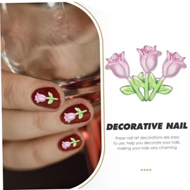 WOONEKY 30pcs Glow Dark Tulip Nail Charms Kawaii Flower Nail Art Supplies for Stylish Manicure Easy Application for DIY Craft Decoration