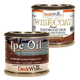 1 Ipe Oil Hardwood Oil Finish 250 VOC and 1 WiseCoat Hardwood Water-Based Finish Low 53 VOC -1/4 Pint Samples