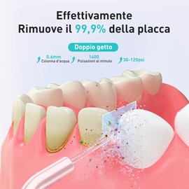 COSLUS Munddusche Kabellos Tragbar Elektrische Zahnreiniger, 300ML Wassertank Wiederaufladbar Zahndusche IPX7 Wasserdicht Doppelt Wasser Zähne Flosser Munddusche für Reinigung auf Reisen Rrosa