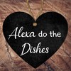 Funny "Alexa, Do the Dishes" Kitchen Plaque – Humorous Heart-Shaped