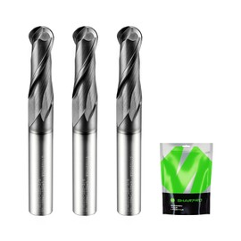 SHARPRO Extra Long Ball Nose End Mill 3/8 Inch Shank and 3/8 Inch Cutting Dia. 2 Flute Carbide AlCrN Coated CNC Router Bits for Alloy Steel, Stainless Steel, Cast Iron and Aluminum Cutting (3PCS)