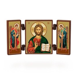NKlaus - Jesus Christ - Christian Icon Triptych - Spasitel - Travel Altar Wood 36177