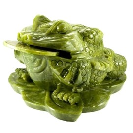 Sculpture Figurine] Frog (Three-legged Frog) Green Jade (Large) Good Luck Money