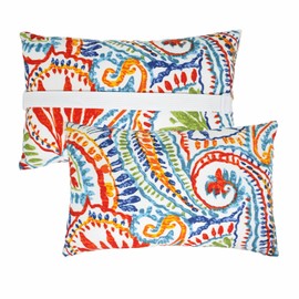 JMGBird Outdoor Pillow for Chaise Lounge Chair Set of 2 Waterproof Headrest Pillow Lumbar Pillows with Insert & Adjustable Elastic Strap for Beach Poolside Patio Office, 10x16 Inch