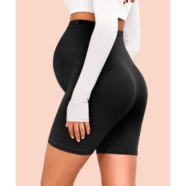 VALANDY Creamlush 4 Pack Maternity Shorts–Over The Belly Buttery Soft Stretchy Maternity Lounge Yoga Shorts