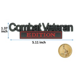 Lydvegz 2 Pack Combat Veteran Edition Emblem Funny Metal Badge Fender Decal Car Truck Replacement for Universal Vehicle, SUV, Motorcycle, Bike Black Red