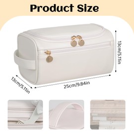 Toiletry Bag for Men, Travel Toiletry Bag Organiser, Leather Dopp Kit, Waterproof Shaving Bag for Toiletry Accessories, Black, D-white, Double zip canvas