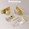 Newlaking Satin Brass Zinc Alloy Privacy Door Knob with Lock,