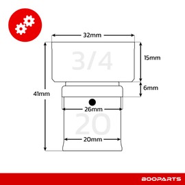 BOOPARTS Multilayer Connector 20 - F3/4 Inch (20/27) for Crimping TH - Multilayer Coupling Straight Female (Fixed Nut) - Connector for Multilayer Pipe 20