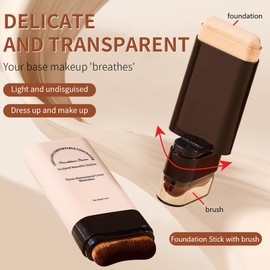 KARLOR Foundation Stick mit Pinsel, Concealer Grundierung Stick mit Bürste Grundierungsstift leicht klar Foundation Creme für gemischten Teint(03# Warm Beige)