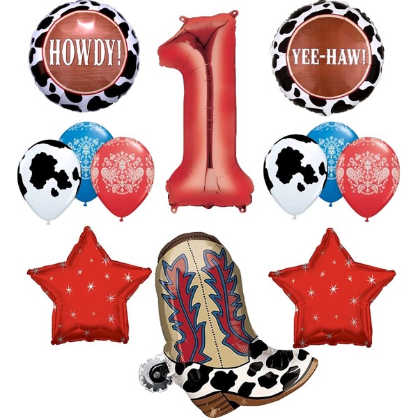 1st Birthday Cowboy Boots Howdy Party Balloons Decoration Supplies western rodeo