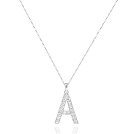 Tarsus A Initial Letter Stainless Steel Silver Alphabet Pendant Necklace Monogram charm cubic zirconia Jewelry Gifts for Women Teen