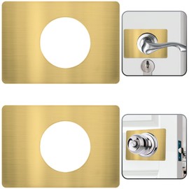 Door Lock Repair Plate, Door Lock Reinforcement Plate, Door Lock Fixing Plate, Door Knob/Lever/Deadbolt Fixing Filler Cover Plate, Prevent Door Lock Loose or Wobbly - Gold 2 Pack