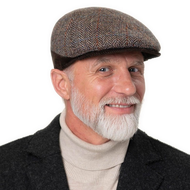 LIERYS Darnsell Harris Tweed Flat Cap - Brown Cap (54-61