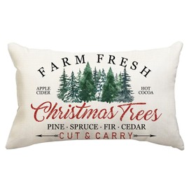 Rguct Christmas Pillow Cover 12x20 Farm Fresh Christmas Trees Decorations Christmas Pillows Holiday Cushion Case for Home Couch