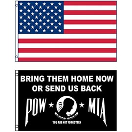 AES Pack of 2 US American and Bring Them Home Now Or Send Us Back POW MIA Premium Quality Fade Resistant 3'x5' (foot) Polyester Flags