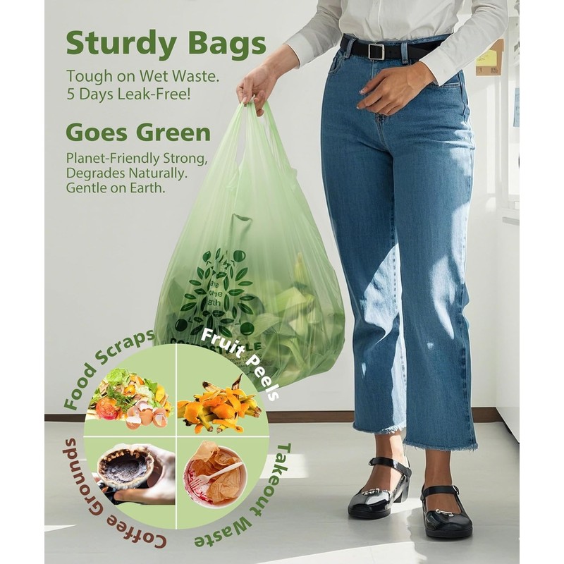 6-8 Gallon Kitchen Trash Bags With Handle Tie 60 Packs