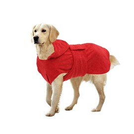 Geyecete Dog Bathrobe Dog Bath Towel Dog Drying Coat Robe Towel-with Hood Dry Fast Dog Bag-Microfiber Towel Fast Drying Super Absorbent-Red-M