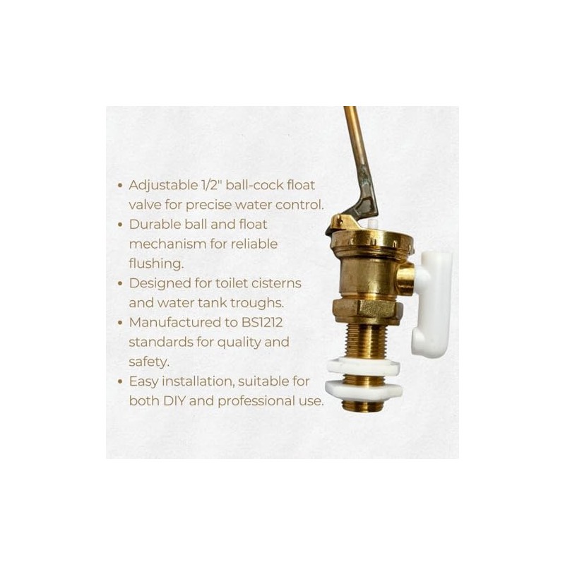 Adjustable 1/2" Part 2 Ball-Cock Float Valve with Ball for