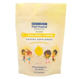Wiley's Finest Gomitas veganas omega-3 para niños, azúcar natural, DHA, ALA y SDA vegetarianas, sin gluten, sabor a limón, 30 gomitas