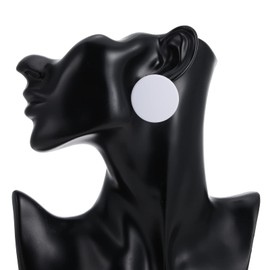 Winssigma Button Earrings, Large Round Acrylic Stud Earrings for Women(White)