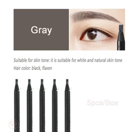 5pcs/pack Brow Pencil Pull Cord Peel-off Eyebrow Pencils Waterproof Long Lasting Microblading Eyebrow Pen for Marking, Filling, Outlining Gray