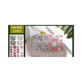 Neon Glitter Gold Accent Toe Nail Sticker Geometric Lines Marble Leopard Flower Ly017 Nail Wraps Art Stickers Manicure Supplies for Women for Home Nails Full Long Lasting Easy Apply and Remove