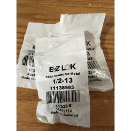 EZ Lok (3) 1/2"-13 Carbon Steel Solid Insert For Metal