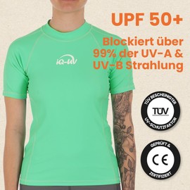 iQ-UV IQ Company Women's Short-Sleeved Shirt UV Protection Clothing Water Snorkelling Recycled, Green