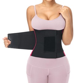Kintarkee Waist Trainer Belt for Women Waist Cincher Trimmer Ab Belt Tummy Control Back Support Body Shaper with Triple Wrap (Hot Pink, Medium)