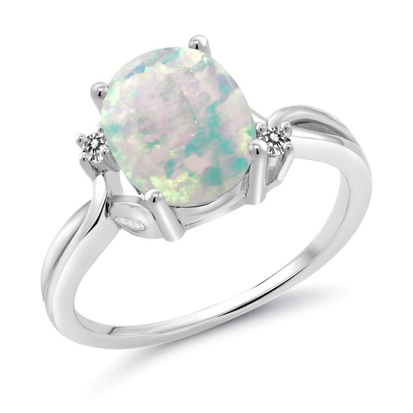 Gem Stone King 925 Sterling Silver White Opal and White